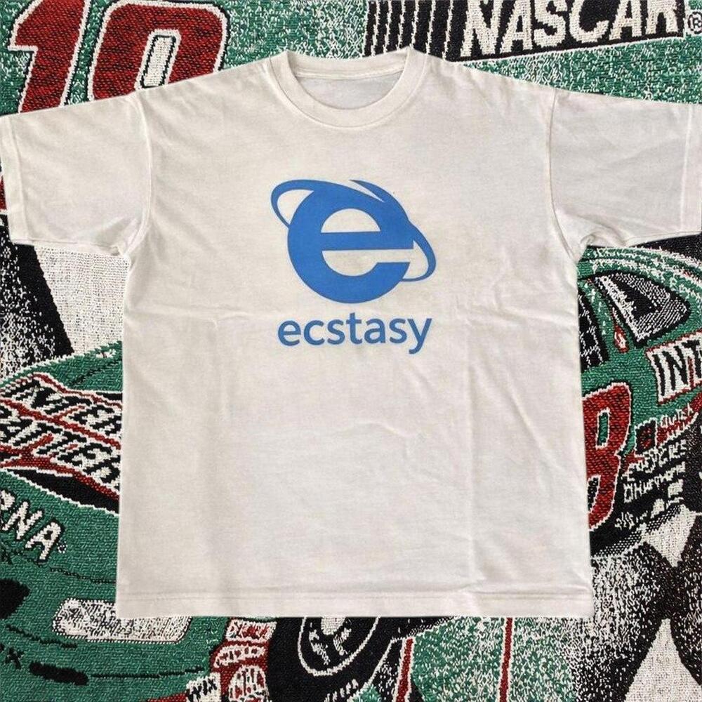 Ecstasy Logo T-Shirt Retro Internet Style White Tee Reprinted